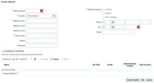 Image of Create Address screen on the supplier portal