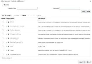 Image of Products and Services screen on the supplier portal