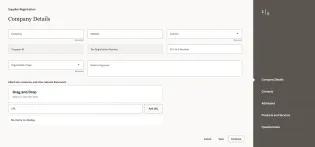 Supplier Registration Company Details screen